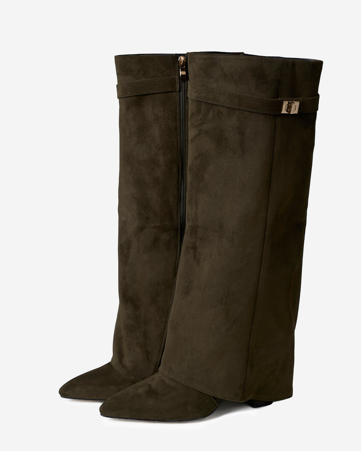 Elodie | Olive Green Suede Knee High Boots