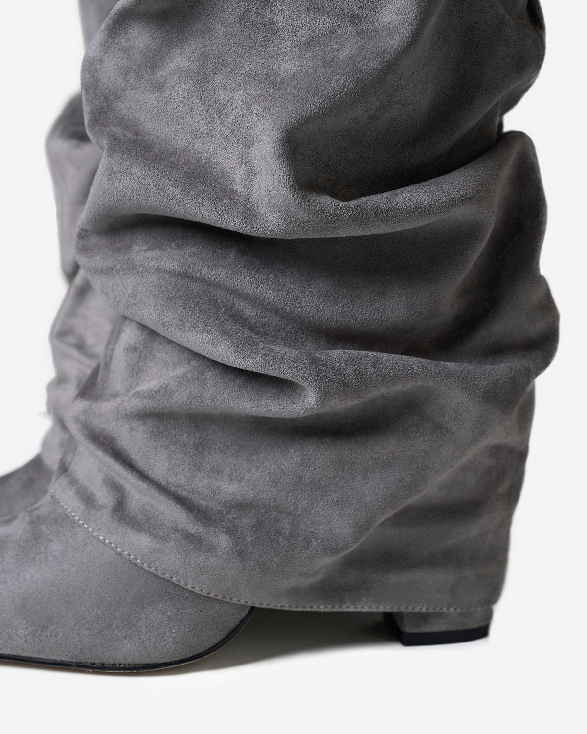 Colette | Grey Slouchy Suede Knee High Boots