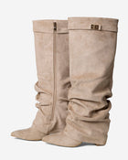Juliette | Beige Slouchy Knee High Boots
