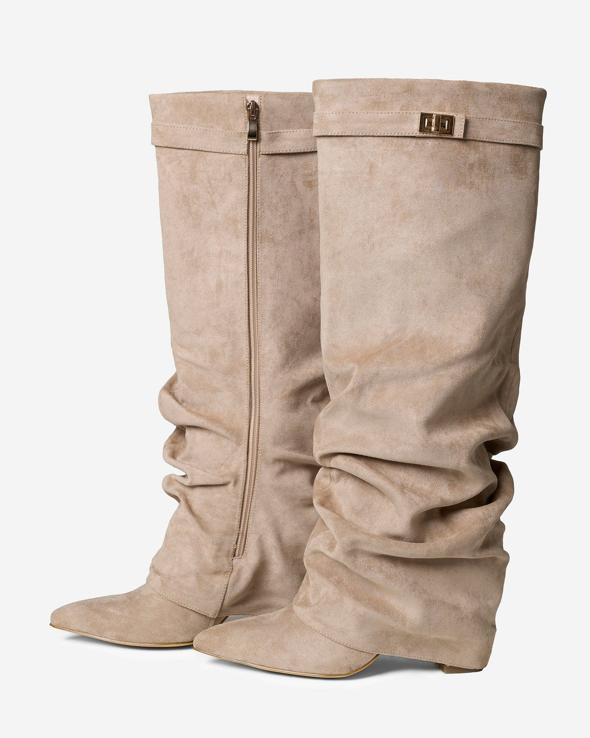 Juliette | Beige Slouchy Knee High Boots