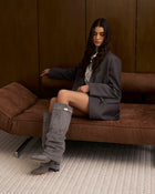 Colette | Grey Slouchy Suede Knee High Boots