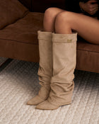 Juliette | Beige Slouchy Knee High Boots