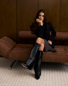 Genevieve | Black Classic Leather Knee High Boots