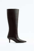 Lucille | Dark Brown Leather Knee High Boots