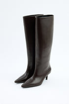 Lucille | Dark Brown Leather Knee High Boots