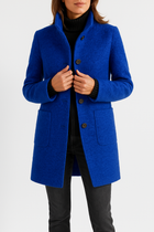 Women's Stand Collar Button Front Coat Hip Length