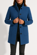 Women's Stand Collar Button Front Coat Hip Length