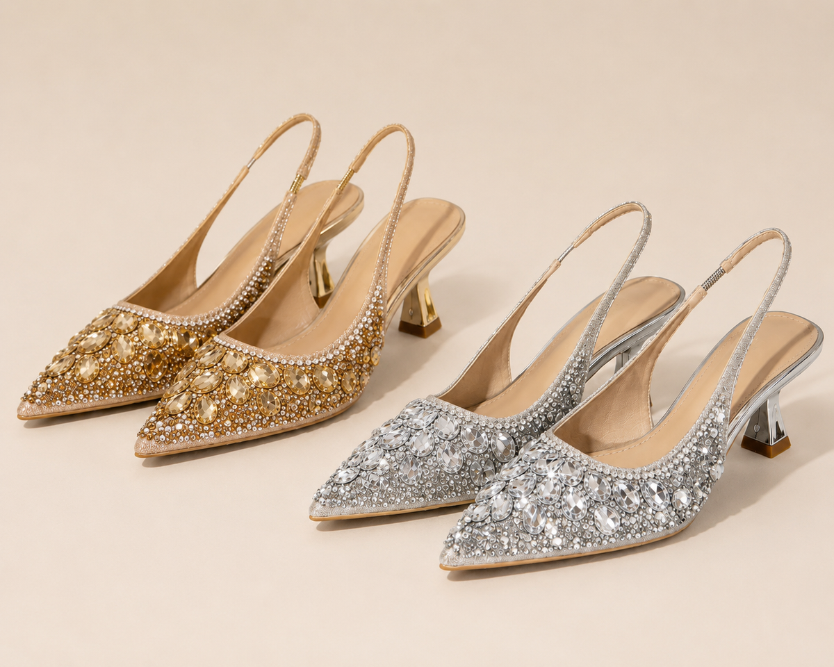 Lucinda | Crystal Embellished Slingback Heels
