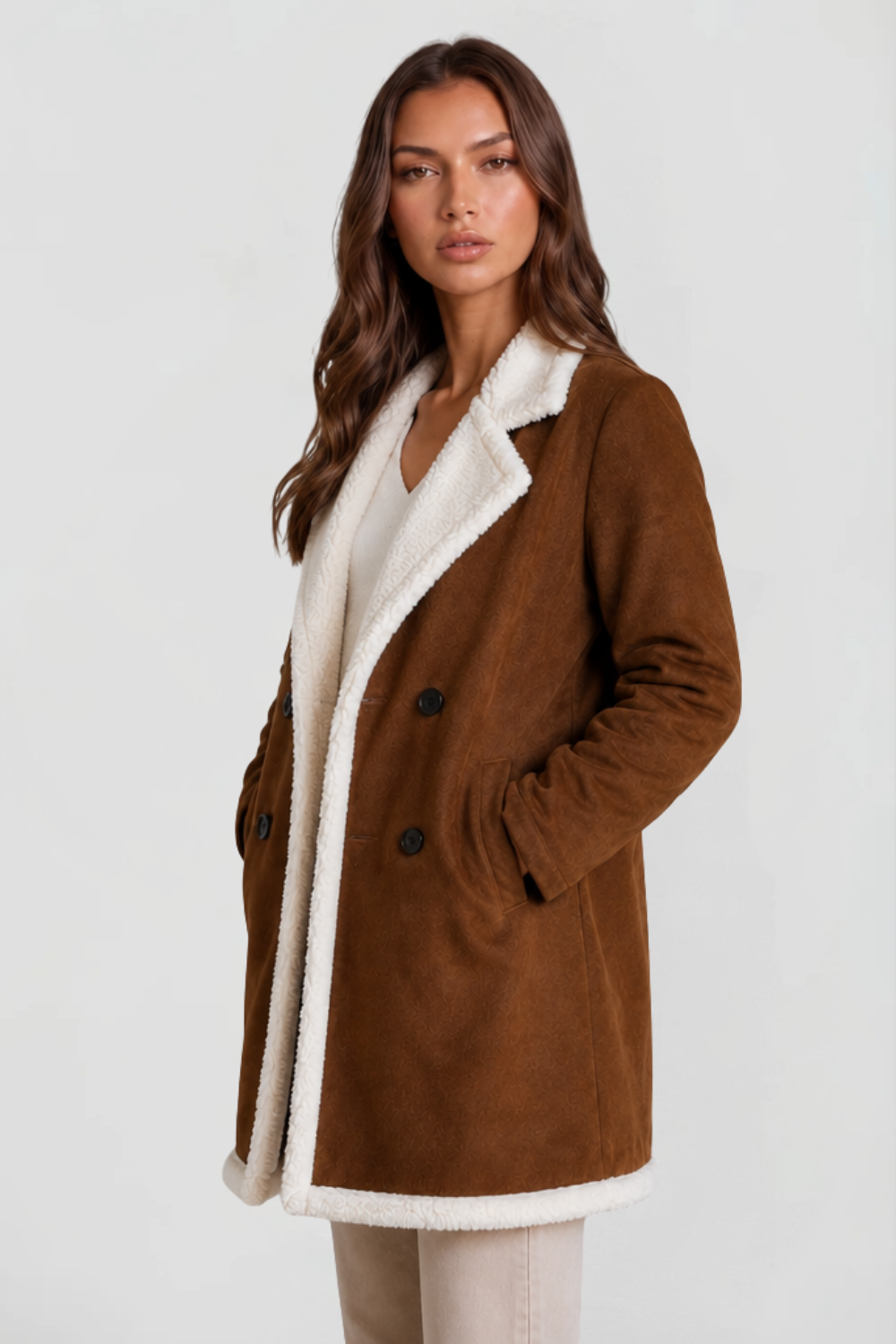 Maribel | Suede Shearling Longline Coat