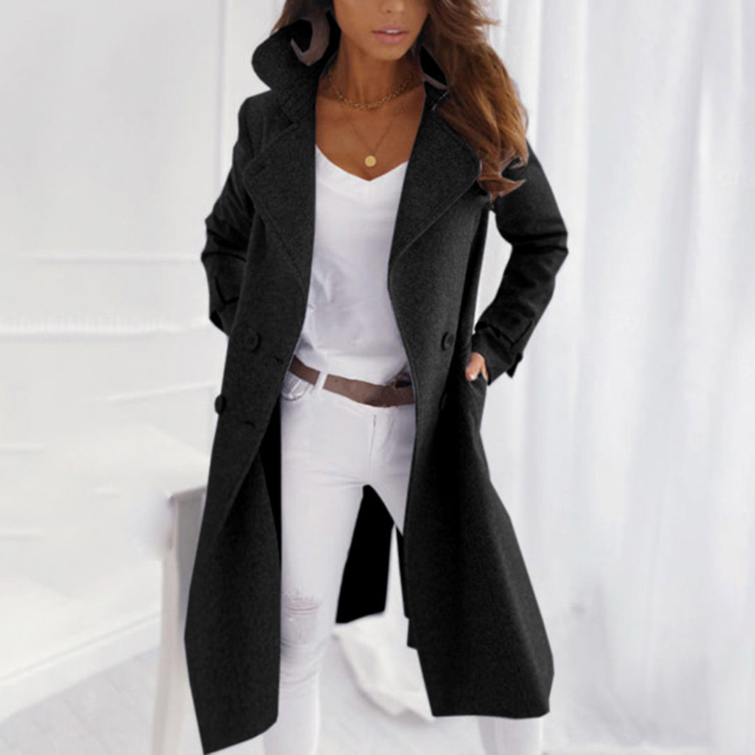 Women's Longline Trench Coat with Turndown Collar