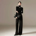 Women's Wide-Leg Cotton Pants High-Waisted Draped