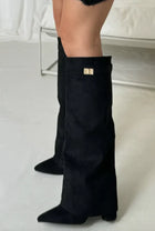 Women's Faux Suede Knee-High Boots Wedge Heel Zip