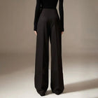 Women's Wide-Leg Cotton Pants High-Waisted Draped