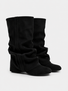 Valerie | Black Slouchy Suede Knee High Boots