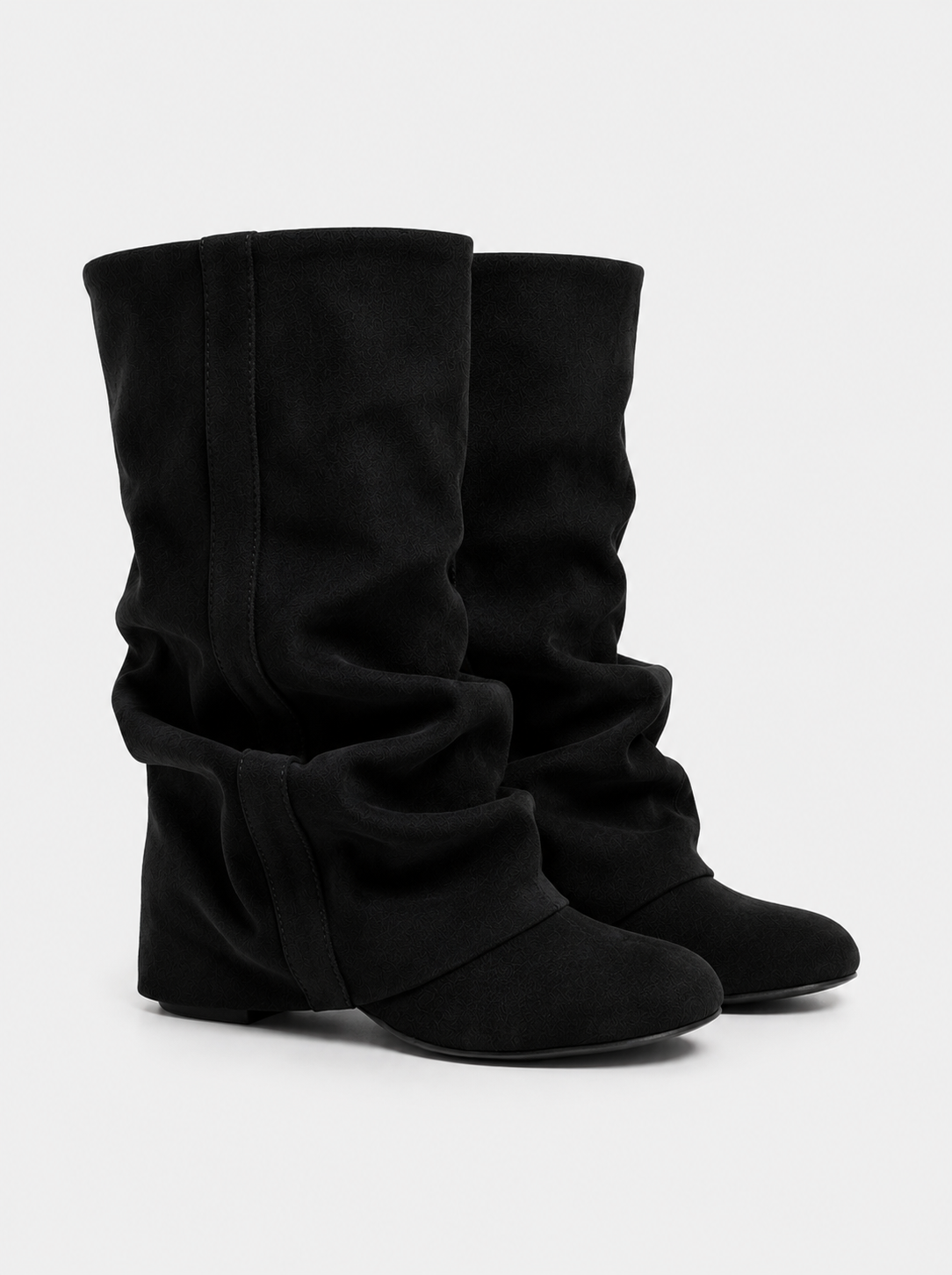 Valerie | Black Slouchy Suede Knee High Boots