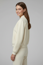Women’s Bomber Jacket with Baseball Collar and Snap Buttons