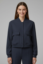 Women’s Bomber Jacket with Baseball Collar and Snap Buttons