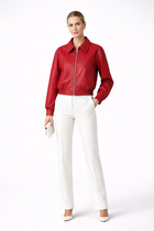 Women’s Bomber Jacket with Zip Closure and Elasticated Hem