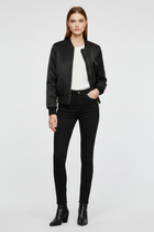 Women’s Bomber Jacket with Zipper Closure and Ribbed Details