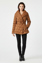 Women’s Down Coat with Belted Waist and Deep Pockets