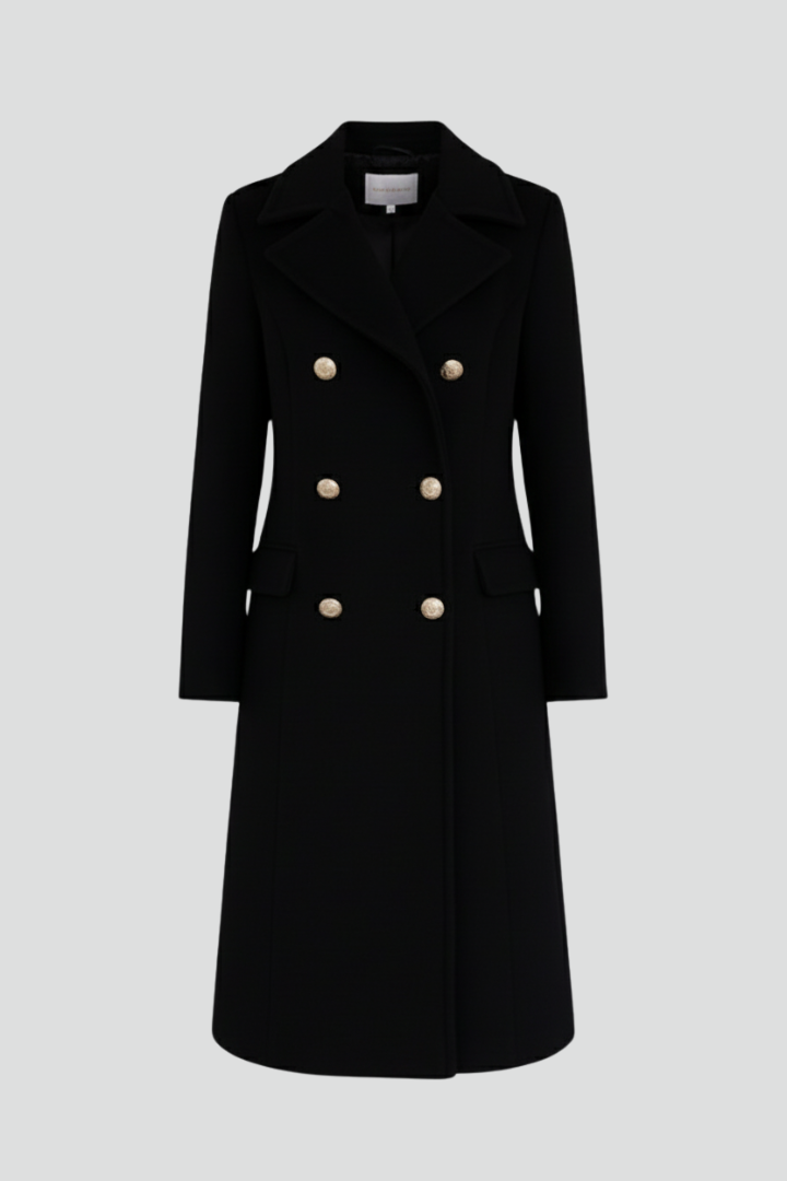 Women’s Long Coat with Double Buttons and