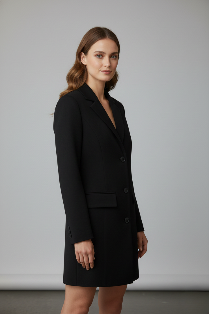 Elara | Woven Longline Blazer Coat