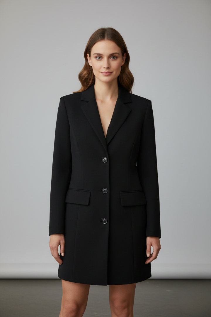 Elara | Woven Longline Blazer Coat