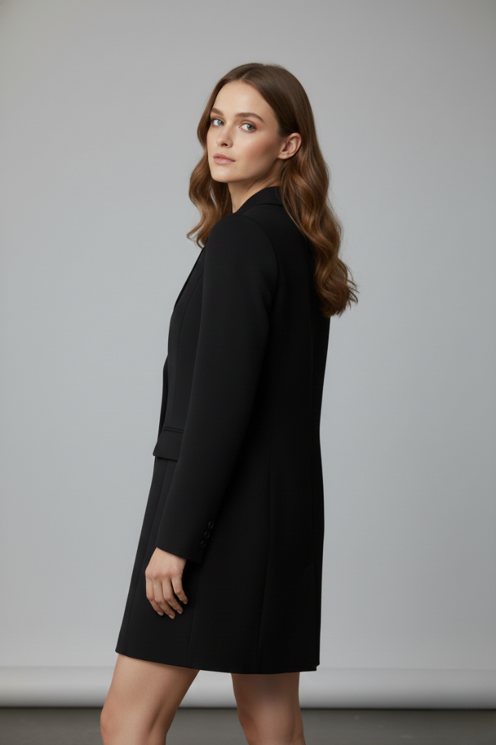 Elara | Woven Longline Blazer Coat