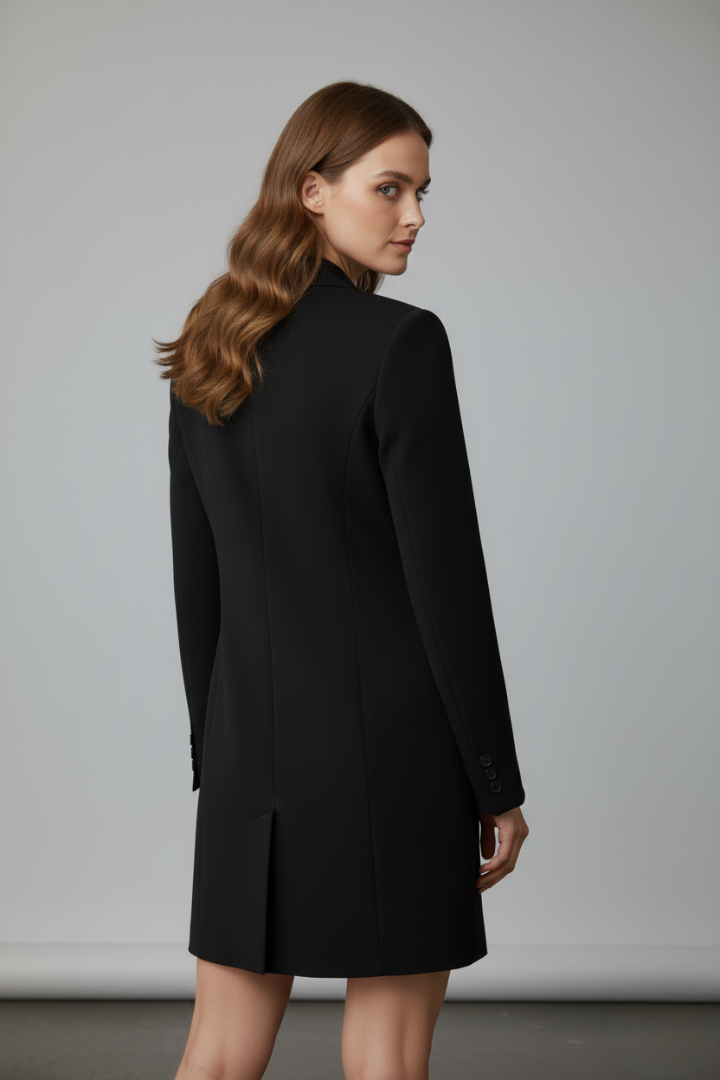 Elara | Woven Longline Blazer Coat