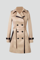 Women’s Trench Coat with Belt and Textured Surface