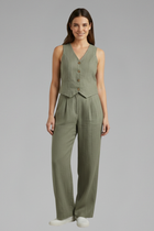 Women’s Two-Piece Set with V-Neck Waistcoat and Wide Trousers