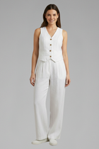 Women’s Two-Piece Set with V-Neck Waistcoat and Wide Trousers