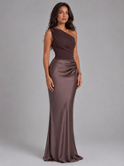 One Shoulder Satin Feel Maxi Dress Wedding Guest