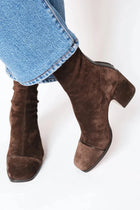 Noemi | Suede Ankle Boots with Block Heel and Side Zip