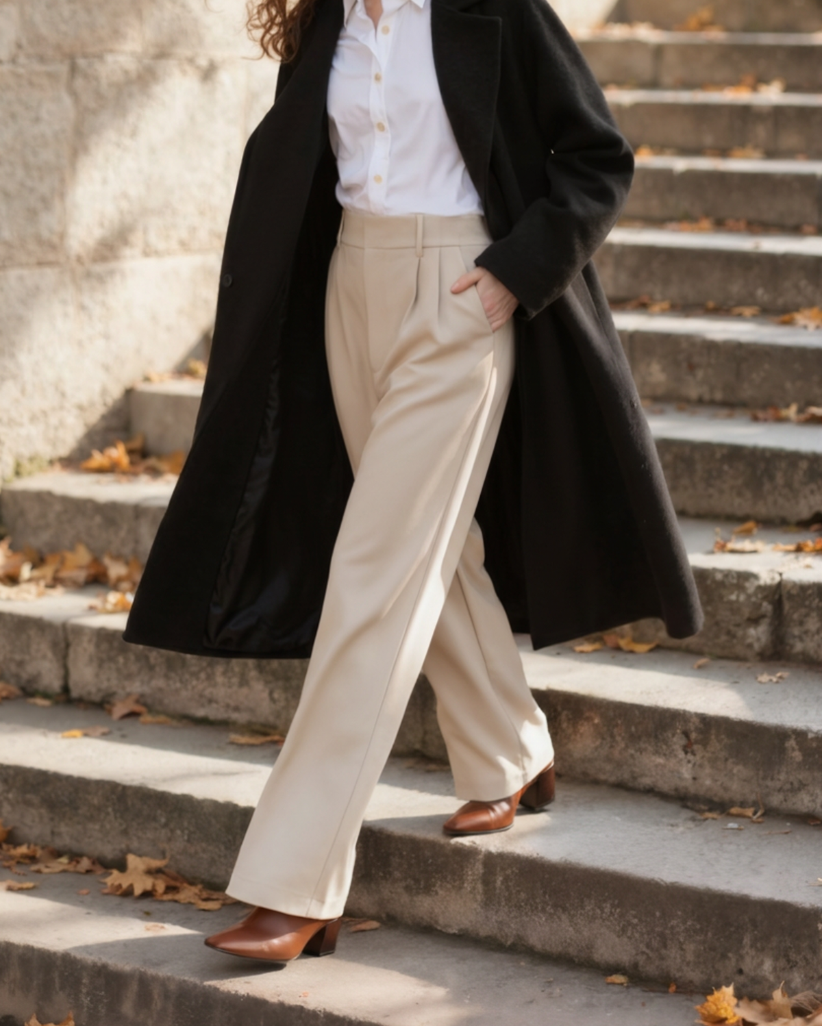Women's Wide-Leg Trousers Structured Waist Fluid Drape