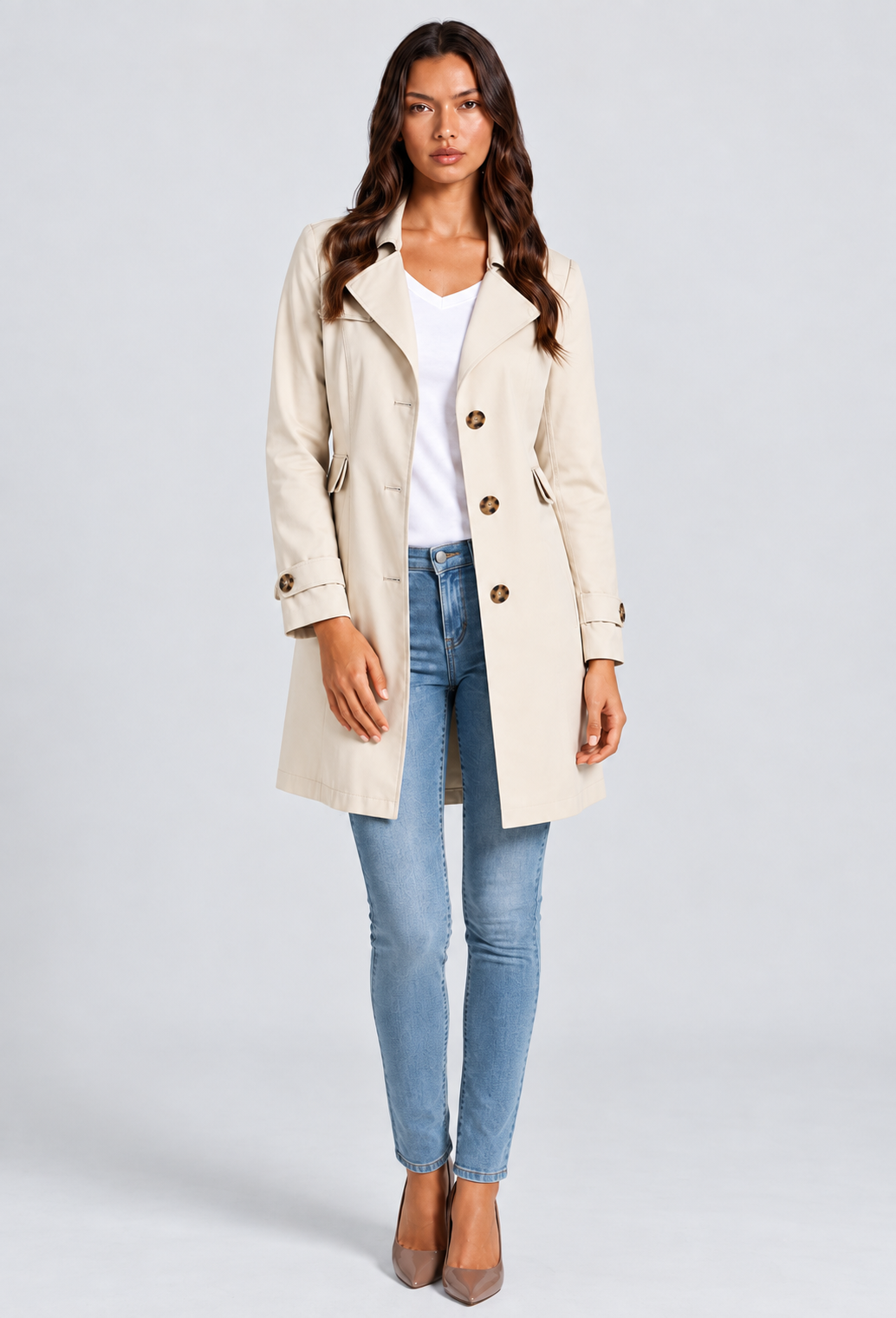 Arden | Cotton Buttoned Trench Coat