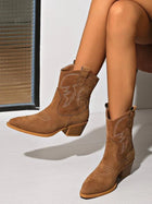 Ophelia | Pointed Toe Embroidered Mid Calf Boots