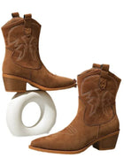 Ophelia | Pointed Toe Embroidered Mid Calf Boots