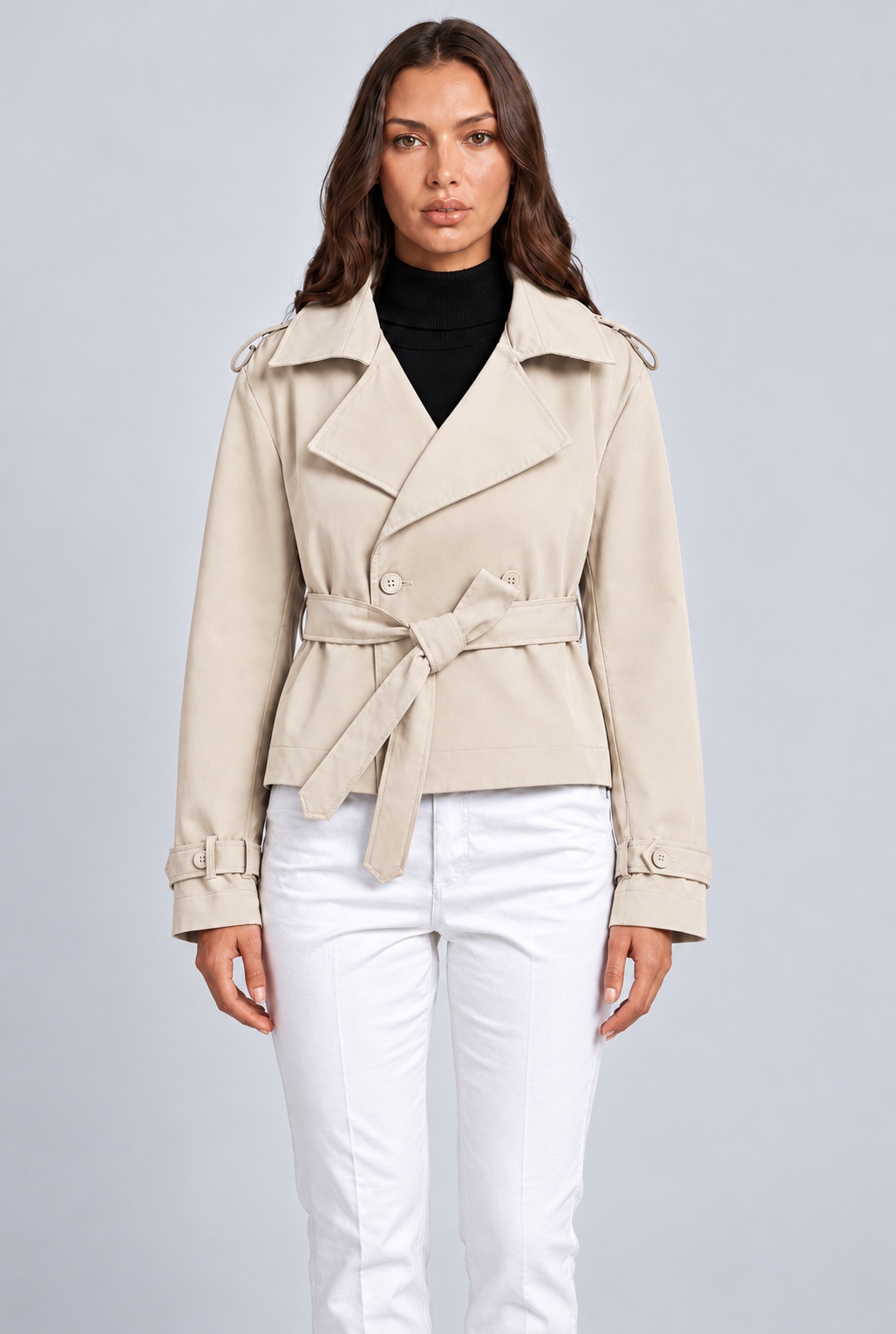 Maeve Cropped Belted Trench Jacket