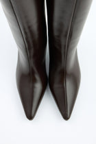 Lucille | Dark Brown Leather Knee High Boots