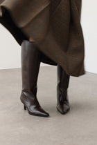 Lucille | Dark Brown Leather Knee High Boots