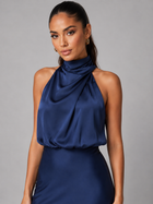 Satin Feel High Neck Midi Dress Wedding Guest