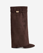 Margot | Dark Brown Suede Knee High Boots