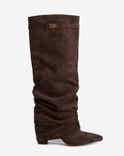 Marielle | Dark Brown Slouchy Suede Knee High Boots