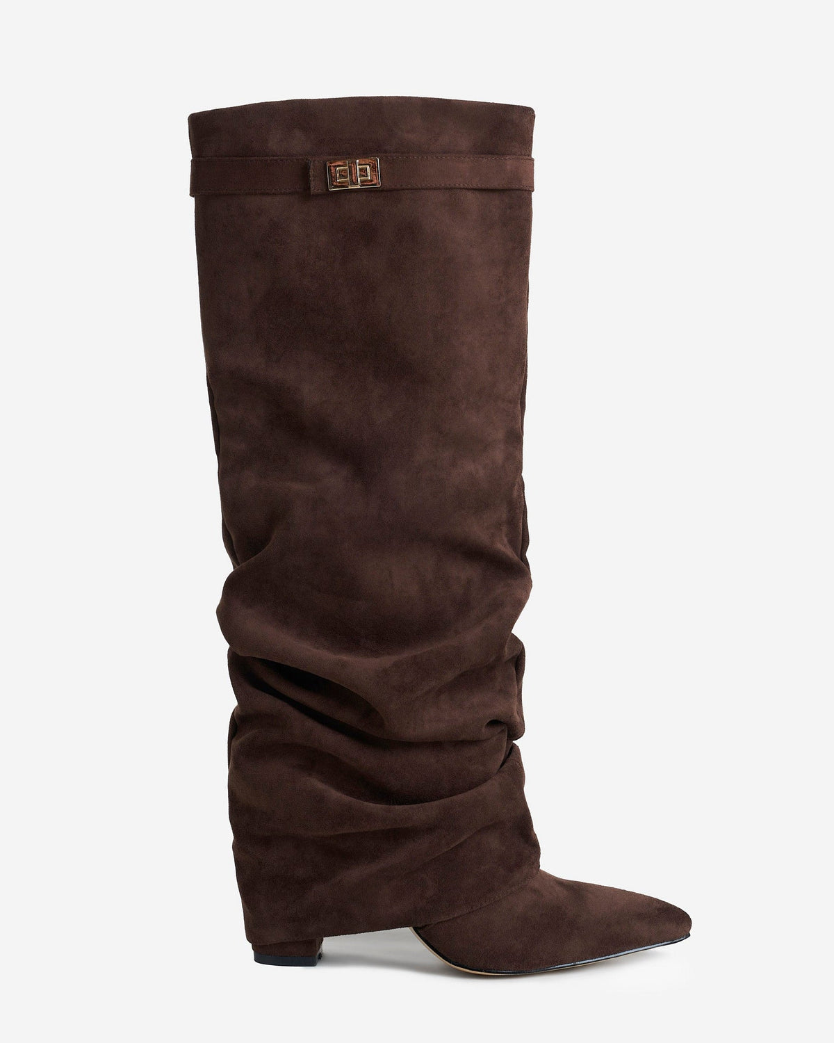 Marielle | Dark Brown Slouchy Suede Knee High Boots