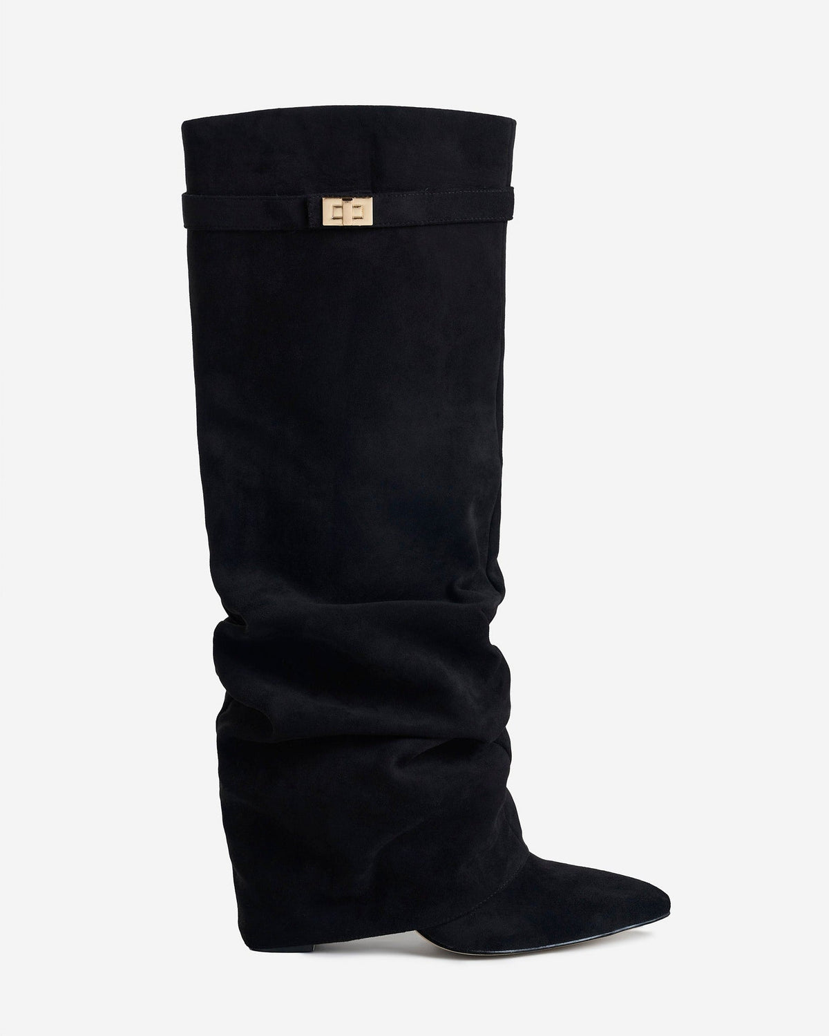 Ottilie | Black Slouchy Suede Knee High Boots