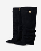 Ottilie | Black Slouchy Suede Knee High Boots