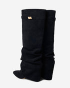 Ottilie | Black Slouchy Suede Knee High Boots