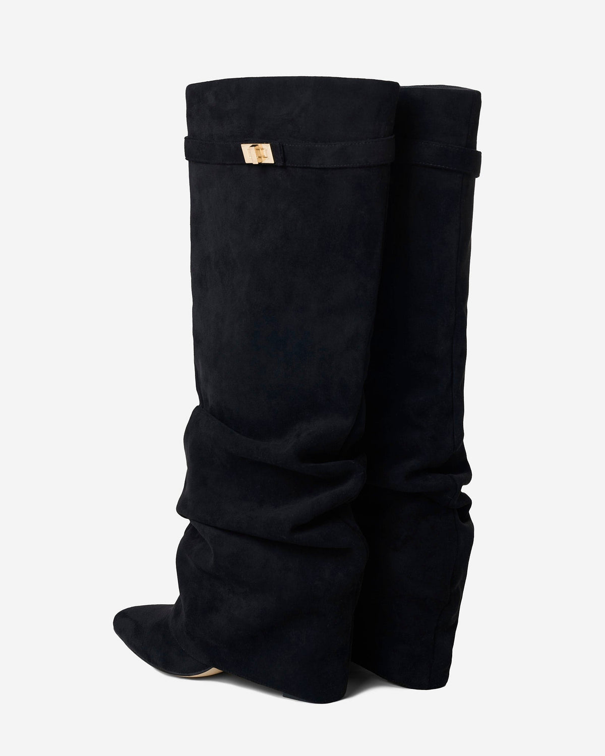 Ottilie | Black Slouchy Suede Knee High Boots