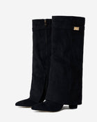 Delphine | Black Suede Knee High Boots